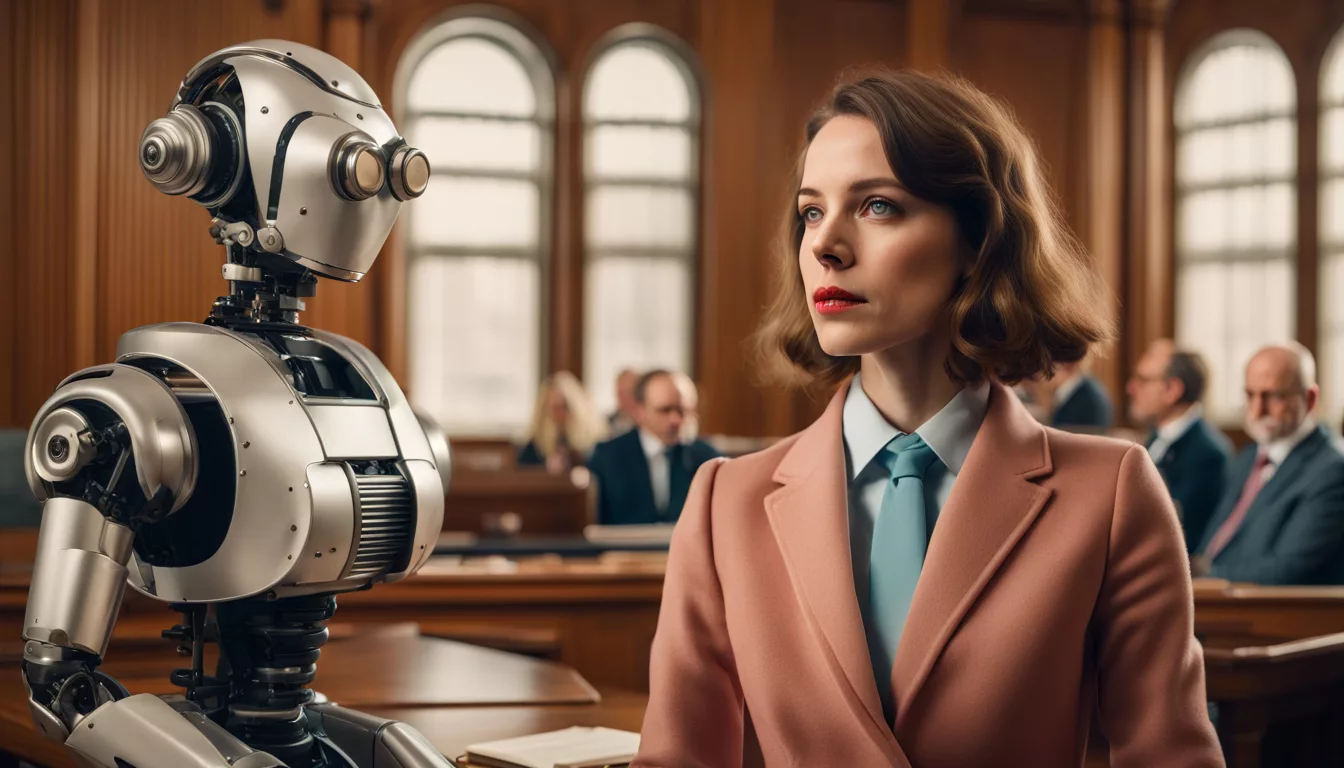 A lawyer and a robot in a European courtroom.